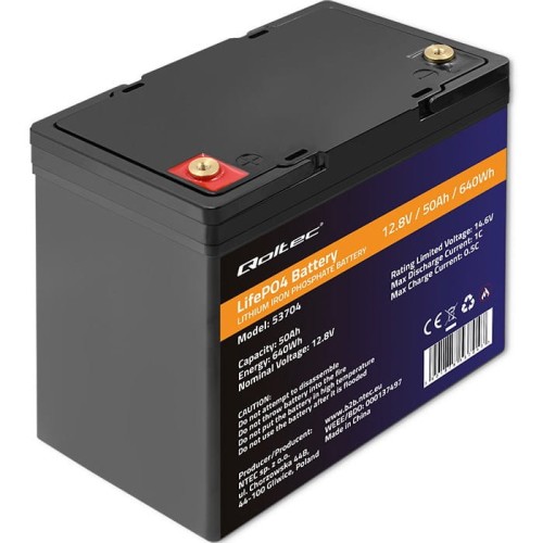 Akumulator LiFePO4 Qoltec Litowo-Żelazowo-Fosforanowy | 12.8V | 50Ah | 640Wh | BMS - 1793209