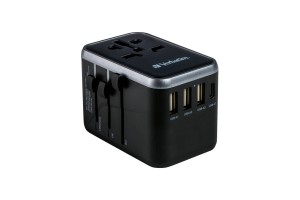 Adapter podróżny Verbatim UTA-04 globalny 1xUSB-C PD 61W QC 18W, 1xUSB-C 12W, 3xUSB-A 12W