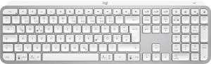 Klawiatura Logitech MX Keys S 920-011566 RF Wireless + Bluetooth QWERTZ Niemiecki Aluminium, Biała