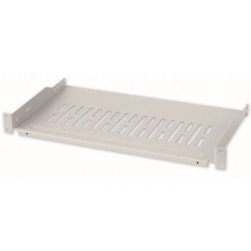 Półka 1U 255mm Rack 19, 2 pkt mocowania, perforowana, szara - 2323728