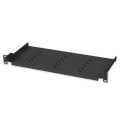 Półka 1U 150mm rack 19, 2 pkt mocowania, perforowana czarna - 2345124