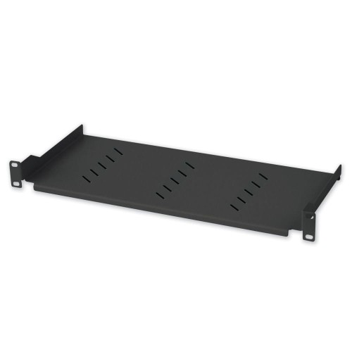 Półka 1U 150mm rack 19, 2 pkt mocowania, perforowana czarna - 2323729