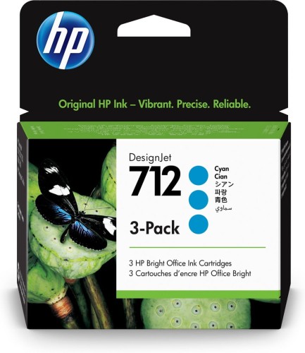 HP Zestaw 3 błękitnych wkładów atramentowych 712 DesignJet 29 ml - 2346155