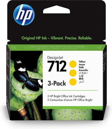 HP Zestaw 3 żółtych wkładów atramentowych 712 DesignJet 29 ml - 2230100