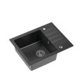 Zlewozmywak granitowy QUADRON PETER 116 Steingran czarny z syfonem manualnym i zaślepką - 1181058