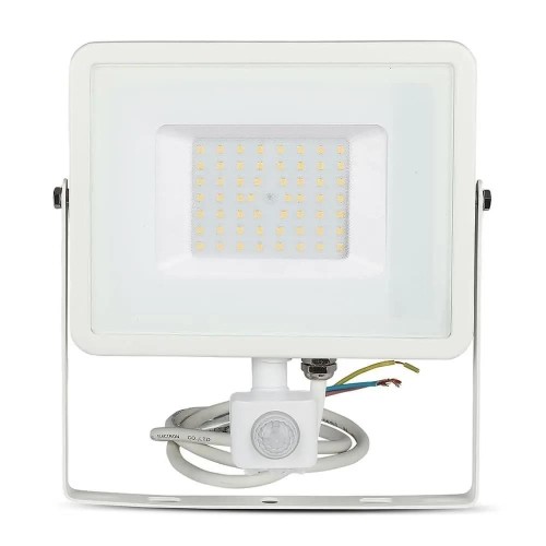 Projektor LED V-TAC 50W SAMSUNG CHIP Czujnik Ruchu Funkcja Cut-OFF Biały VT-50-S-W 3000K 4000lm 5 Lat Gwarancji - 2094364