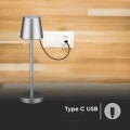 Lampka Biurkowa Nocna V-TAC 3W LED Ładowanie Ściemnianie Szara VT-7703 4000K 70lm - 2093929
