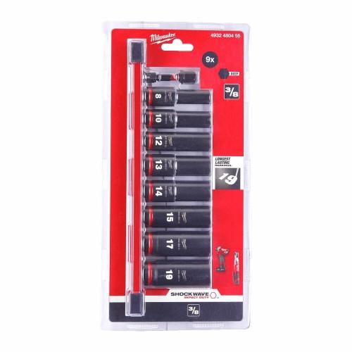 MILWAUKEE ZESTAW NASADEK UDAROWYCH 3/8" DŁUGICH 9szt. - 2155814