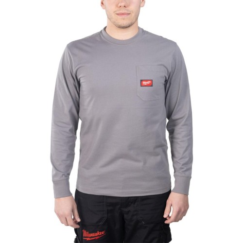 MILWAUKEE T-SHIRT Z KIESZONKĄ Z DŁUGIM RĘKAWEM - JASNOSZARY WTLSGR-M - 2159686