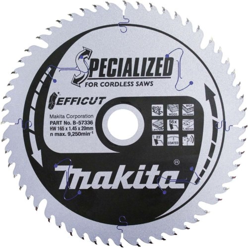 MAKITA PIŁA TARCZOWA  165x20x56z EFFICUT MDF/LAMINATY/DREWNO - 2333120