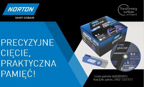 NORTON TARCZA.VULCAN 230 x 1,9mm 50/szt. A46S DO METALU+PAMIEĆ USB 64GB - 2251570
