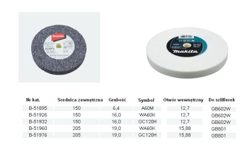 MAKITA KAMIEŃ SZLIF.GC120H 205x19x15,88 mm - 2333119