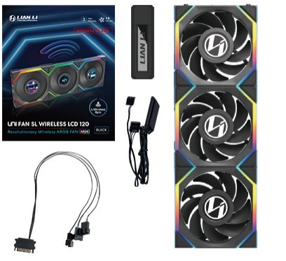 Lian Li UNI FAN SL Wireless LCD 120 Reverse Blade Obudowa komputera Wentylator 12 cm Czarny 3 szt. - 2349413