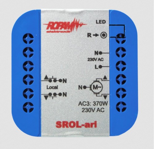 ROPAM SROL-ari bezprzewodowy, douszkowy sterownik rolety 230VAC, amperometryka, status rolety w aplikacji i panelu dotykowym (-IP-64). - 2351177