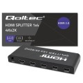 Qoltec 51799 Aktywny rozdzielacz Splitter 4 x HDMI 4K x 2K | 6Gb/s | 60Hz - 1958961