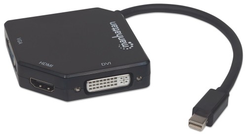 Manhattan 207720 adapter kablowy 0,25 m Mini DisplayPort DVI-I + VGA (D-Sub) + HDMI Czarny - 2199974