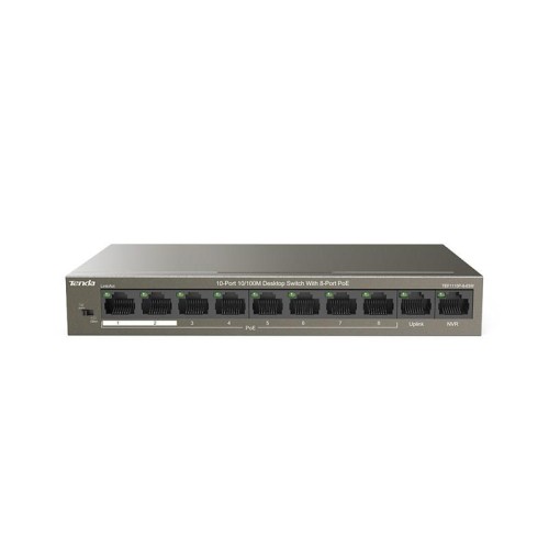 Tenda TEF1110P-8-63W łącza sieciowe Nie zarządzany Fast Ethernet (10/100) Obsługa PoE Czarny - 2351681