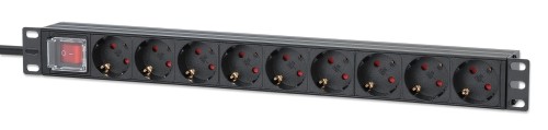 Intellinet 715133 rozdzielacz zasilania PDU 9 x gniazdo sieciowe 1U Czarny - 2260834