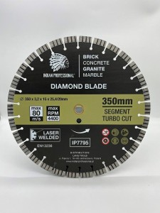 TARCZA DIAMENTOWA 350mm SEGMENT TURBO CUT  INDIAN PROFESSIONAL 15mm