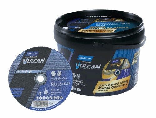 NORTON TARCZA.VULCAN 230 x 1,9 WIADERKO 50/szt. A46S DO METALU+2 TARCZE GRATIS - 2316664