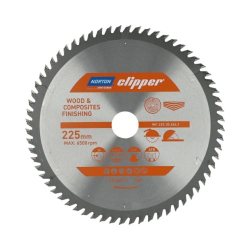 NORTON PIŁA TARCZOWA 225mm x 30mm x 64z DREWNO I KOMPOZYTY ATB (2,6 / 1,6) - 2235900