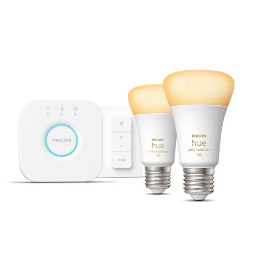 Philips Hue White ambiance Zestaw startowy: 2 inteligentne żarówki E27 (1100) + regulator przyciemniania Hue Dimmer switch - 1921320