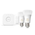Philips Hue White ambiance Zestaw startowy: 2 inteligentne żarówki E27 (1100) + regulator przyciemniania Hue Dimmer switch - 2357054