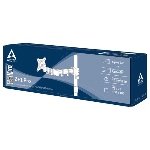 ARCTIC Z+1 Pro Gen 3 124,5 cm (49") Biurko Czarny, Stal satynowa - 1885629