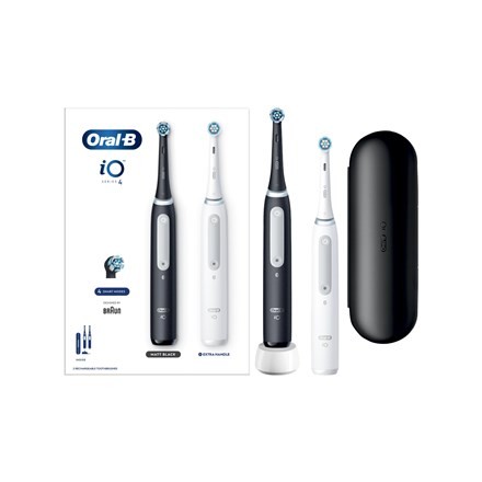 Oral-B | Electric Toothbrush Duo pack | iO4 Series | Rechargeable | For adults | Number of brush heads included 2 | Number of teeth brushing modes 4 | Black/White - 2085083