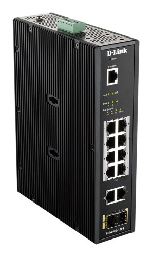 D-Link DIS-200G-12PS łącza sieciowe Zarządzany L2 Gigabit Ethernet (10/100/1000) Obsługa PoE Czarny - 2133331