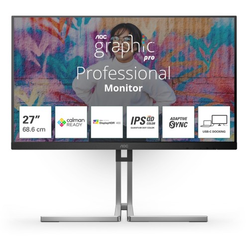 AOC Q27U3CV monitor komputerowy 68,6 cm (27") 2560 x 1440 px 4K Ultra HD LCD Czarny - 2370404
