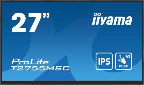 iiyama ProLite T2755MSC-B1 monitor komputerowy 68,6 cm (27") 1920 x 1080 px Full HD LED Ekran dotykowy Blad Czarny - 2370365