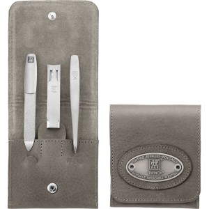 Zestaw do manicure Zwilling Twinox – taupe, skórzane etui, 3 elementy - Taupe