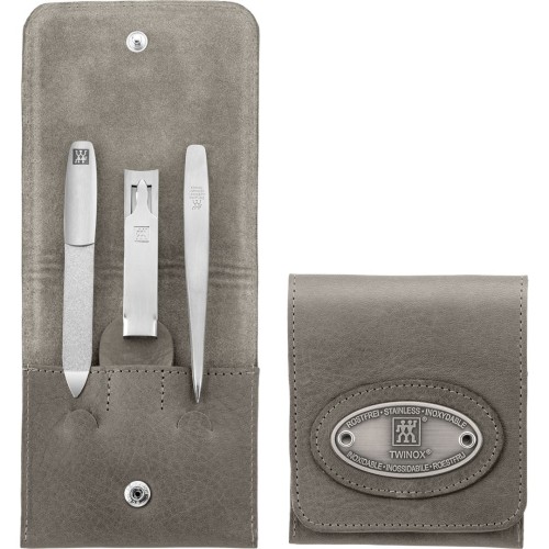Zestaw do manicure Zwilling Twinox – taupe, skórzane etui, 3 elementy - Taupe - 1890266
