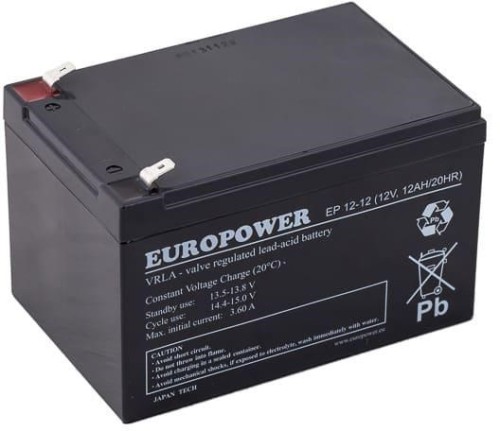Akumulator AGM EUROPOWER serii EP 12V 12Ah (Żywotność 6-9 lat) - 2328818