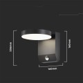 Projektor Oprawa Elewacyjna V-TAC 17W LED Czujnik Ruchu Okrągła Czarna IP65 VT-11020S-RD-B 4000K 2480lm - 2160424