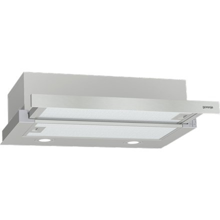 Gorenje Kaptur TH62E4X teleskopowy Klasa efektywności energetycznej C Szerokość 60 cm 450 m3/h Sterowanie mechaniczne LED Stal nierdzewna - 1903825