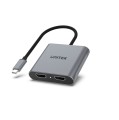 UNITEK ADAPTER USB-C, 2x HDMI, 4K@60HZ, MST, V1404B - 2399963