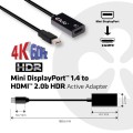 CLUB 3D CAC-1180 Mini DisplayPort 1.4 to HDMI 2.0b HDR Active Adapter - 2399997