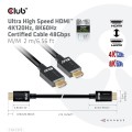 CLUB3D Ultra High Speed HDMI 4K120Hz, 8K60Hz Certified Cable 48Gbps M/M 2 m / 6.56 ft - 2400031