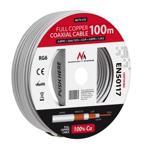 Kabel koncentryczny Maclean MCTV-472 satelitarny, antenowy RG6 100M 1.02CU+4.8FPE+CU/P+32*0.12CU+6.8PVC