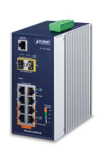 PLANET IGS-4215-4P4T2S łącza sieciowe Zarządzany L2/L4 Gigabit Ethernet (10/100/1000) Obsługa PoE Niebieski, Biały - 2073341