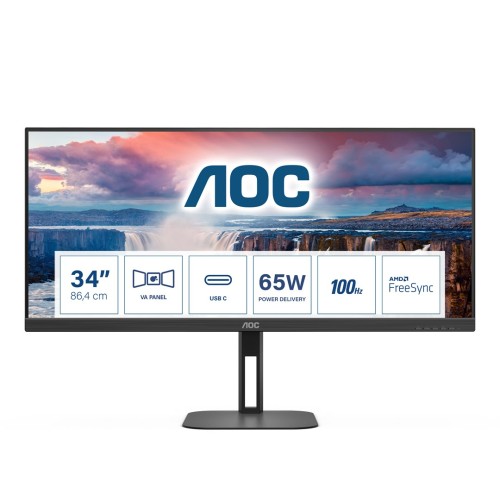 AOC V5 U34V5C/BK monitor komputerowy 86,4 cm (34") 3440 x 1440 px UltraWide Quad HD LCD Czarny - 2353490