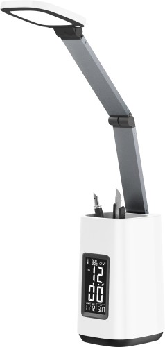 Nowoczesna lampka na biurko LED Activejet TECHNIC biała z wyświetlaczem LED (data, godzina, budzik) składana - 1194758