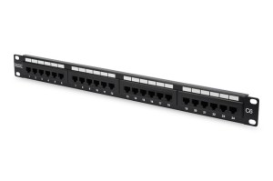 Patch panel DIGITUS 19" 24x RJ45 UTP kat. 6 1U z tacką