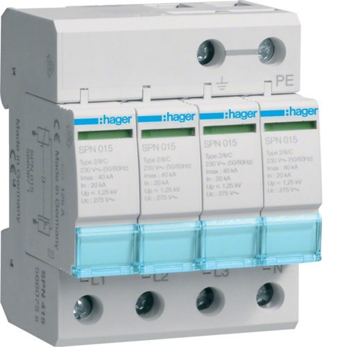 HAGER-Ogranicznik przepięć C Typ 2 4P 20kA - 2415903