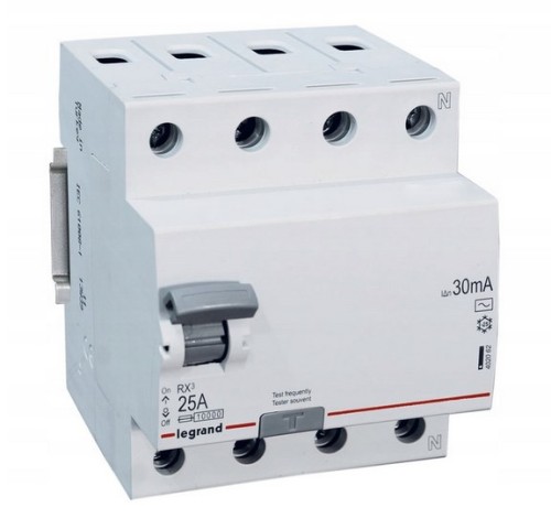 Wyłącznik różnicowoprądowy Legrand 4P 25A 0,03A typ AC P304 RX3 - 2415915