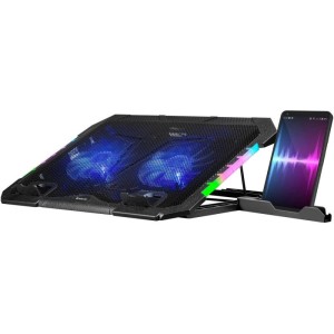 Podstawka chłodząca Defender NS-502 laptop notebook 15.6-17.3" 2xUSB 2 fans podświetlenie RGB + uchwyt smartfon
