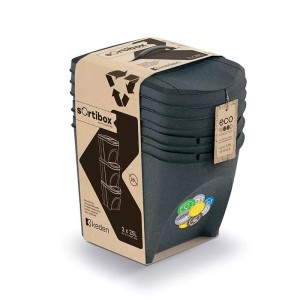 Keden Kosz na śmieci Sortibox 25L set 3 - antracyt Eco Wood
