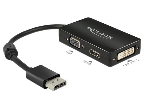 DeLOCK 0.16m DisplayPort/VGA+HDMI+DVI 0,16 m VGA (D-Sub)+ HDMI + DVI Czarny - 1898135